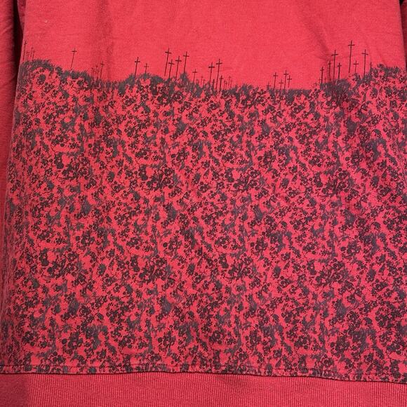 Parts Surplus Red Zip Hoodie XL Crows Crosses Graphic Goth Grunge Y2K - Picture 7 of 7